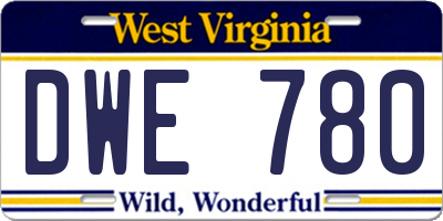 WV license plate DWE780