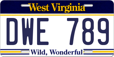 WV license plate DWE789