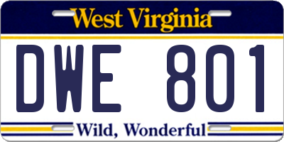 WV license plate DWE801