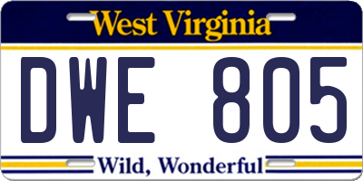 WV license plate DWE805