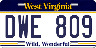 WV license plate DWE809