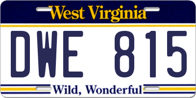 WV license plate DWE815