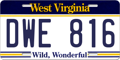 WV license plate DWE816