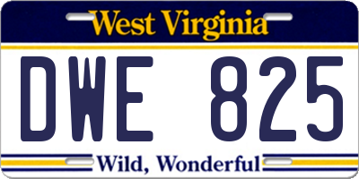 WV license plate DWE825