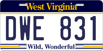 WV license plate DWE831