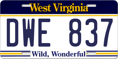 WV license plate DWE837