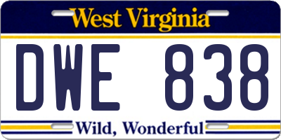 WV license plate DWE838