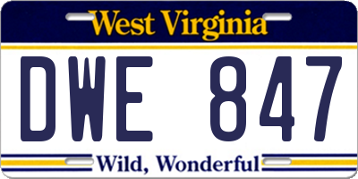 WV license plate DWE847