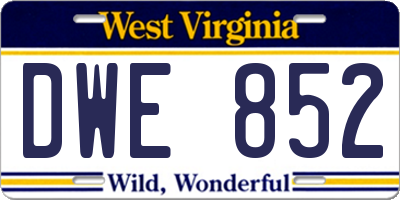 WV license plate DWE852
