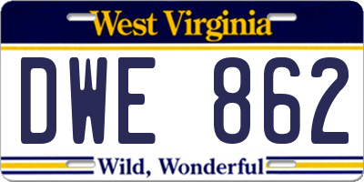 WV license plate DWE862