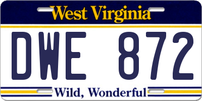 WV license plate DWE872