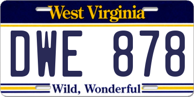 WV license plate DWE878