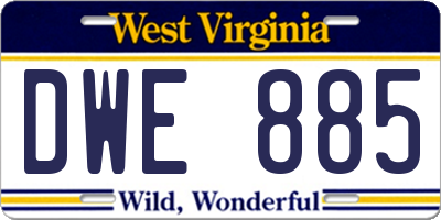 WV license plate DWE885