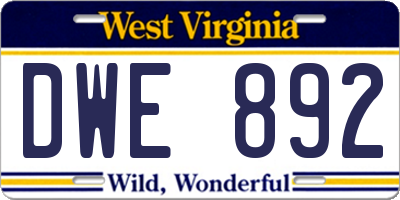 WV license plate DWE892