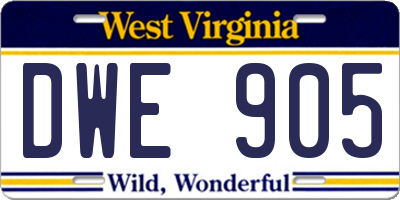 WV license plate DWE905