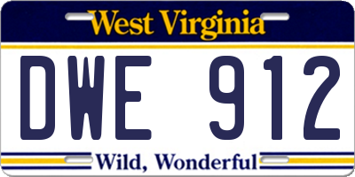 WV license plate DWE912