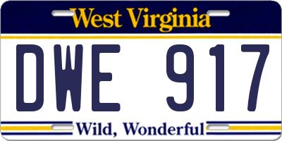 WV license plate DWE917
