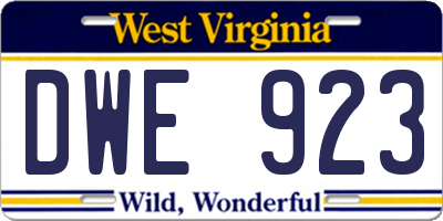 WV license plate DWE923