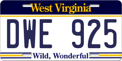 WV license plate DWE925