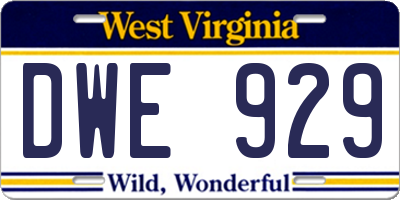 WV license plate DWE929