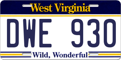WV license plate DWE930