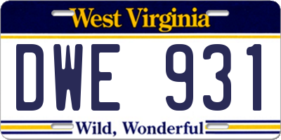 WV license plate DWE931