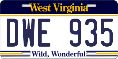 WV license plate DWE935