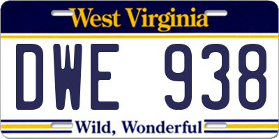 WV license plate DWE938