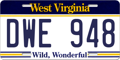 WV license plate DWE948