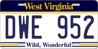 WV license plate DWE952