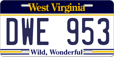 WV license plate DWE953