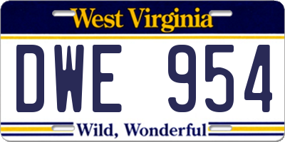 WV license plate DWE954