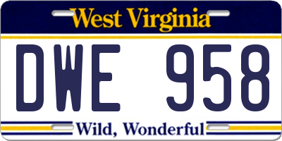 WV license plate DWE958