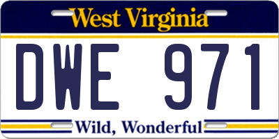 WV license plate DWE971