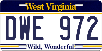 WV license plate DWE972