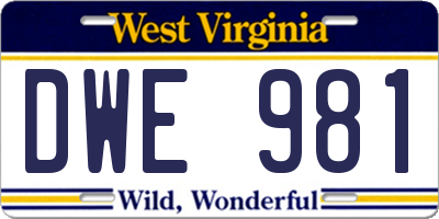WV license plate DWE981