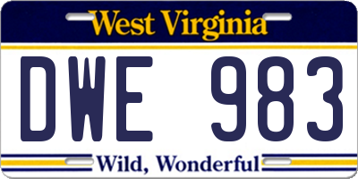 WV license plate DWE983