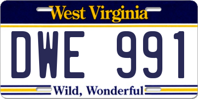 WV license plate DWE991