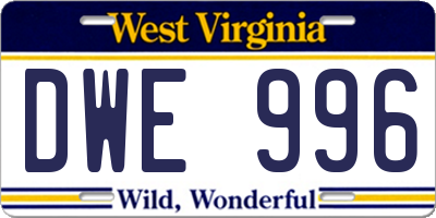 WV license plate DWE996