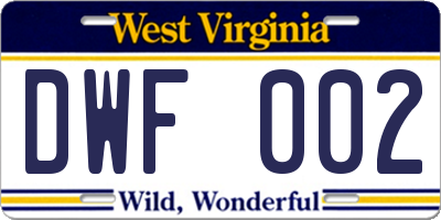 WV license plate DWF002
