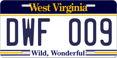 WV license plate DWF009