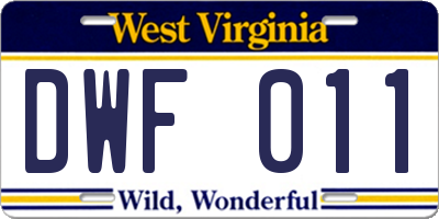 WV license plate DWF011