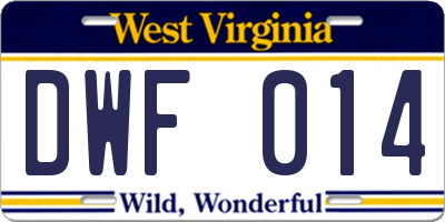 WV license plate DWF014