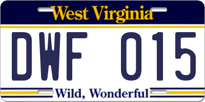 WV license plate DWF015