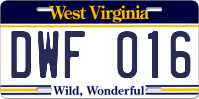 WV license plate DWF016