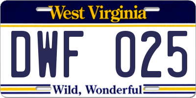 WV license plate DWF025