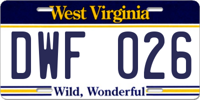WV license plate DWF026