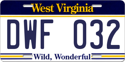 WV license plate DWF032