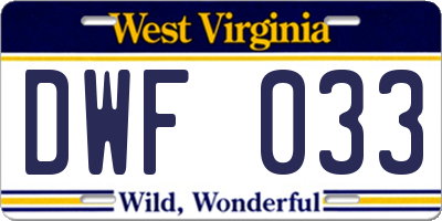WV license plate DWF033