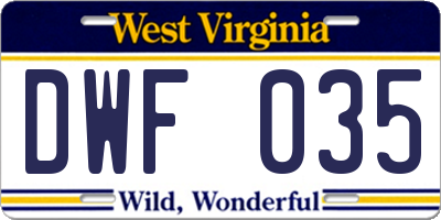 WV license plate DWF035